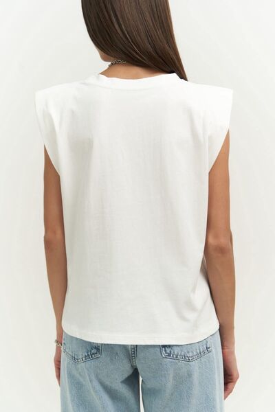MAI STUDIOS CO. Armanda Padded Ecru T-Shirt