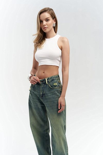 MAİ COLLECTİON Pantaloni blugi verzi spălați