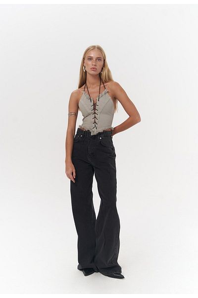 MAİ COLLECTİON Toni Ip Detail Grau Jean Crop