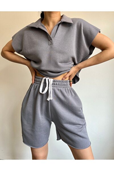 MAI STUDIOS CO. Σετ σορτς Mai Polo Neck Smoke