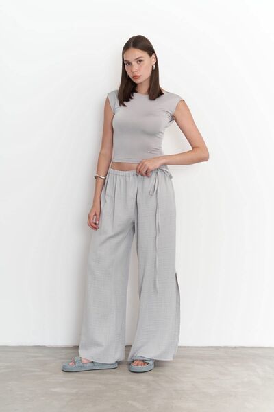 BOHEMAİ Harmony Gray Side Tie Trousers