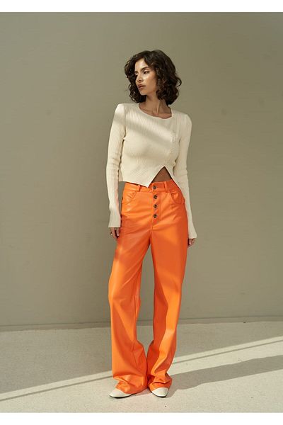 MAİ COLLECTİON Δερμάτινο παντελόνι Scott Orange
