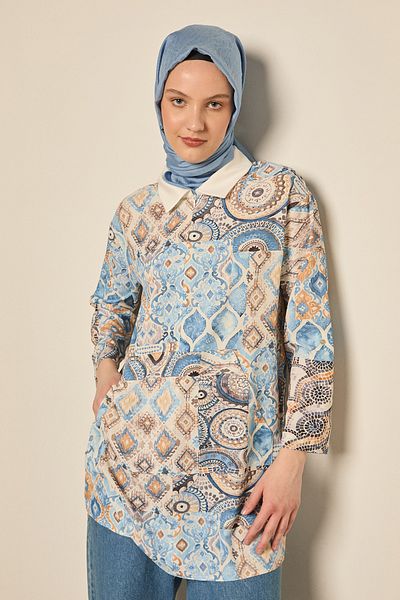 Setrms Patterned Tunic with Kangaroo Pocket