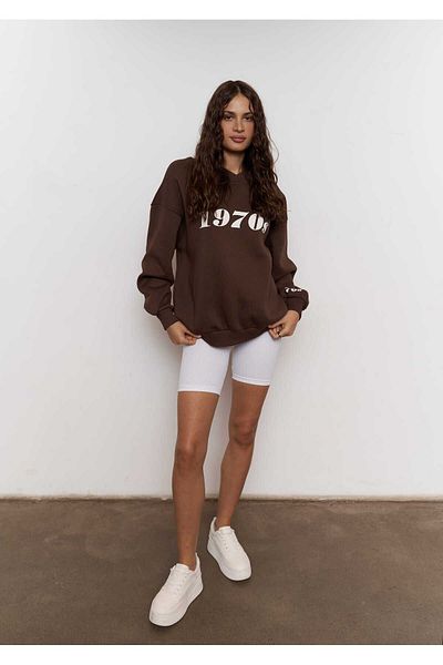 MAİ COLLECTİON Mcllctn 1970-те кафяв суитчър с големи размери унисекс