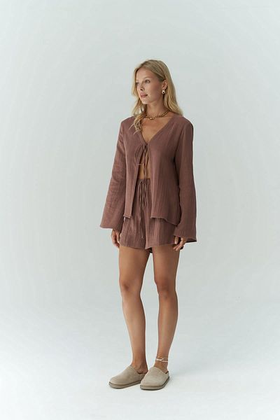 BOHEMAİ Ferriday Brown Shirt and Shorts Set