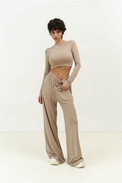 MAİ COLLECTİON Jany hosszú ujjú Mink Crop nadrág szett