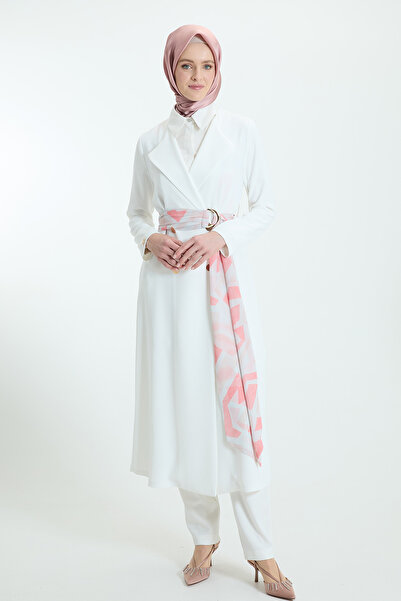 Setrms Ceket Yakalı Kemeri Desenli Kap