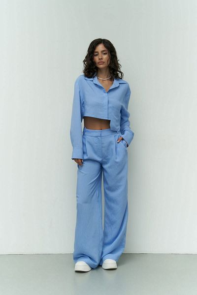 MAİ COLLECTİON Valente Blue Crop Shirt nadrág szett