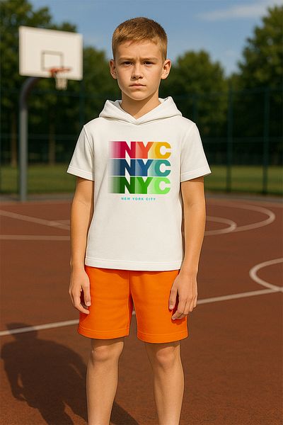 MYADA New Season Hoodie Colorful Nyc Logo Printed 2-Piece Children's Set