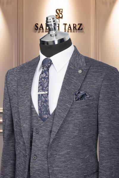 Salihtarzz Takım Elbise Yelekli SlimFit Parlament SD42169