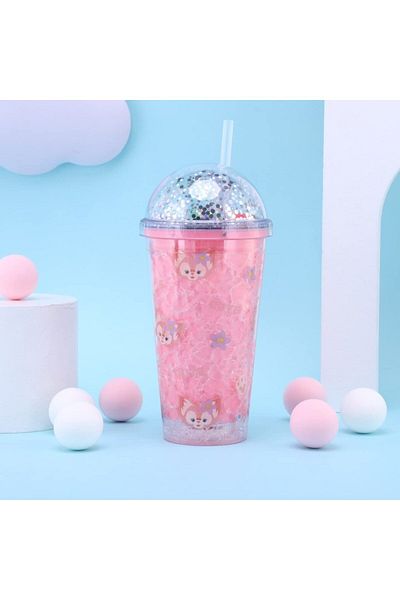 Honney Boutique Led 3D Colorful Lighted Mica Water Bottle Flask Water Bottle Cocktail Glass with Straw Lighted Figure
