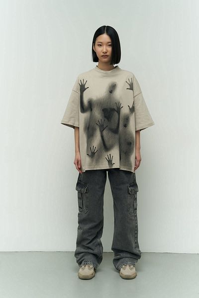MAİ COLLECTİON Μπλουζάκι Ghost Beige Oversize