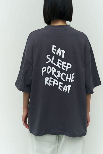 MAİ COLLECTİON Tričko Eat Sleep Anthracite Oversize