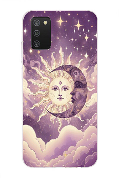 moonset Samsung Galaxy A02S Uyumlu Ay ve Güneş Tasarımlı Baskılı Şeffaf Telef...