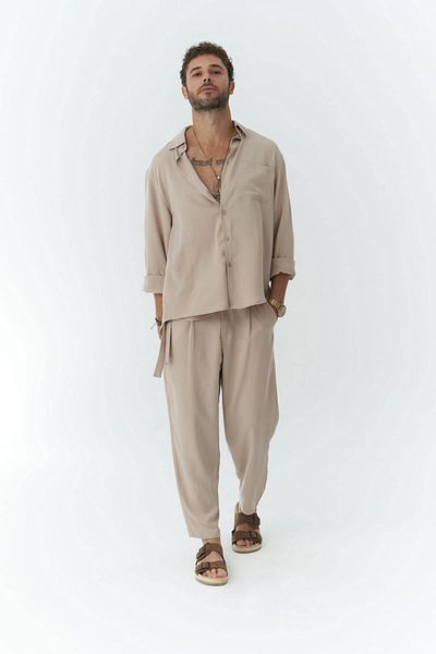 MAİ COLLECTİON Súprava pánskych košeľových nohavíc Jonathan Beige