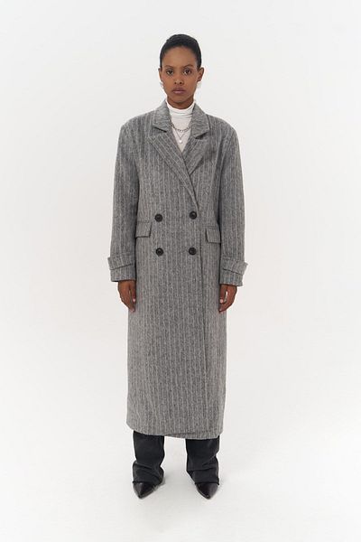 MAİ COLLECTİON Darrel Belted Striped Smoked Long Coat