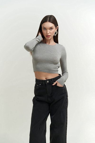 MAİ COLLECTİON Mita Back Χαμηλή Γκρι Μπλούζα