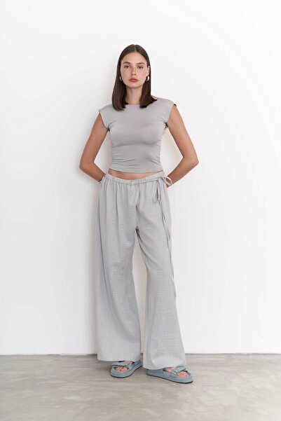 BOHEMAİ Harmony Gray Side Tie Trousers