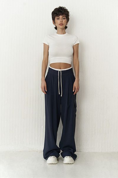 MAİ COLLECTİON Marineblaue Hose mit Gloria-Boxer-Detail
