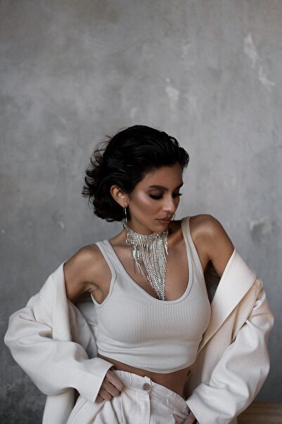 BOHEMAİ Σετ μπουφάν με λινό σακάκι Ponte Beige