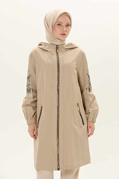 Setrms Taş Detaylı Fermuarlı Kap