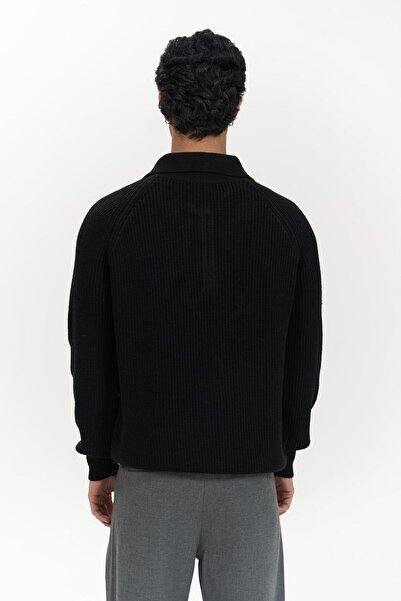 MAI STUDIOS CO. Vander Button Detail Black Men's Knitwear Sweater