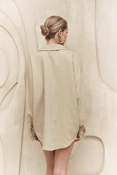 BOHEMAİ Beige Charlotte Oversize Linen Shirt