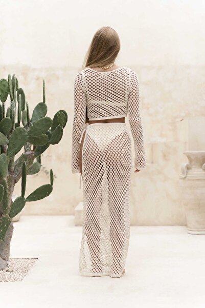 BOHEMAİ Σετ Crop-Φούστα Πλεκτά Μπεζ Rubina