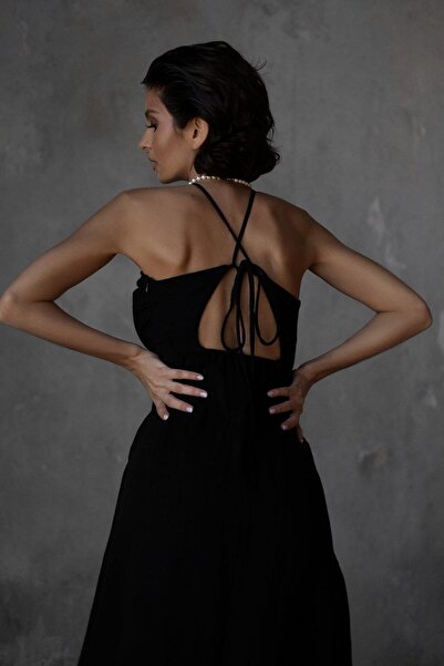 BOHEMAİ Rochie de muselina neagra Mykonos