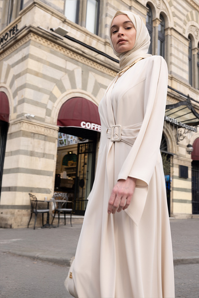 Setrms Taşlı Toka Kemerli Davet Ferace