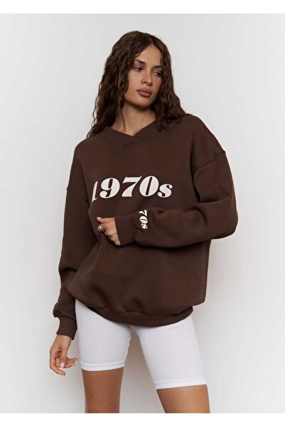 MAI STUDIOS CO. Mcllctn 1970-те кафяв суитчър с големи размери унисекс