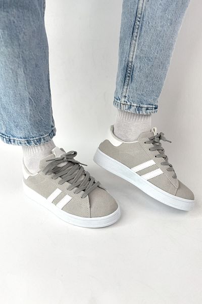 Cappmoda Ayk-1019 Gray Suede Striped Equivalent Sneaker