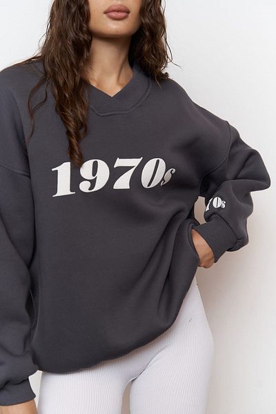 MAİ COLLECTİON Φούτερ Unisex Oversize Anthracite της δεκαετίας του 1970