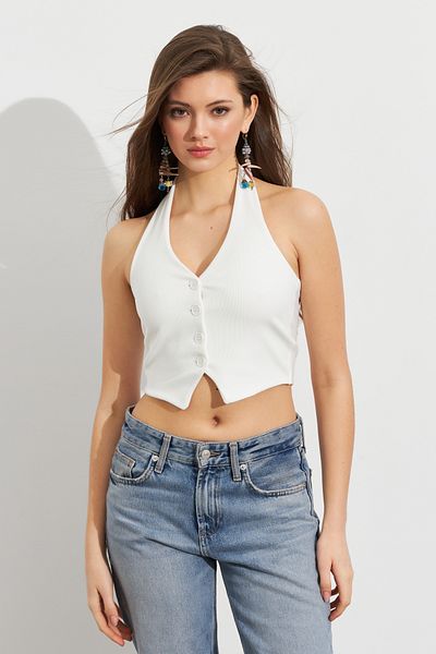 Cool & Sexy Γυναικεία Λευκή Μπλούζα Crop SE18