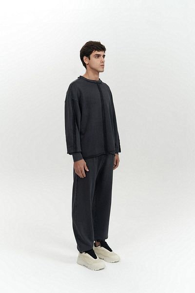 MAİ COLLECTİON Renee Washed Black Herren-Trainingsanzug