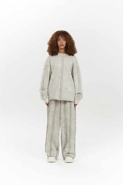MAİ COLLECTİON Briana Batik Washed Beige Tracksuit Set
