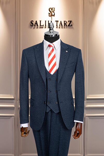 Salihtarzz Takım Elbise Yelekli SlimFit Mavi SD42173