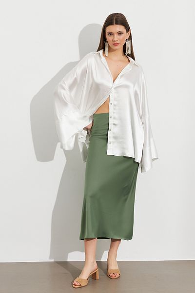 Cool & Sexy Fusta din satin verde pentru femei SE20