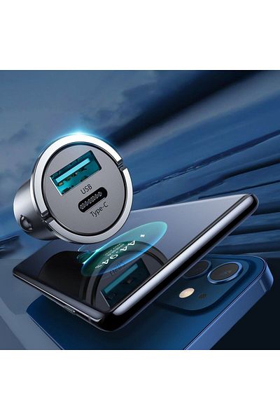 REDz Accessories Mini adaptor auto cu 2 porturi, Joyroom C-a35, USB și tip C, încărcare rapidă 45w, negru