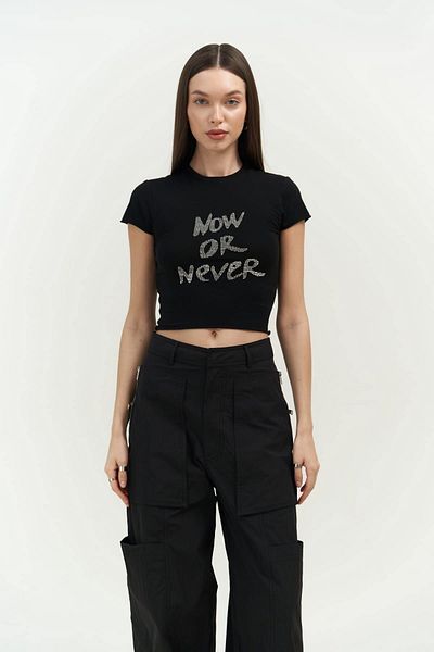 MAİ COLLECTİON Τώρα ή ποτέ μαύρη χτενισμένη βαμβακερή περικοπή