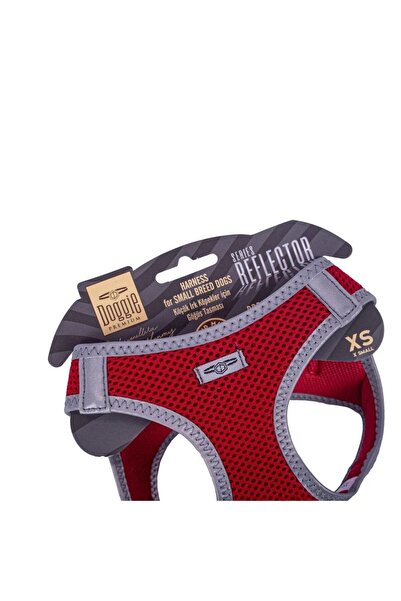 Doggie Havalı Dokuma Reflektörlü Küçük Irk Göğüs Tasması Red 30-34 cm(ARG-XS)