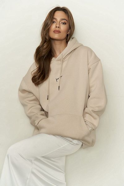 MAİ COLLECTİON Just Be You Bone Hoodie Sweatshirt