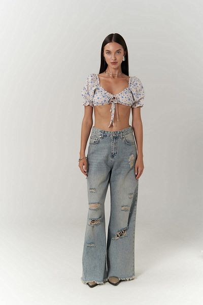 MAİ COLLECTİON Crop cu buline albastre Lisa