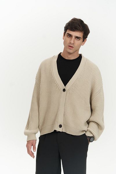 MAİ COLLECTİON Ανδρική πλεκτή ζακέτα Cassian Beige