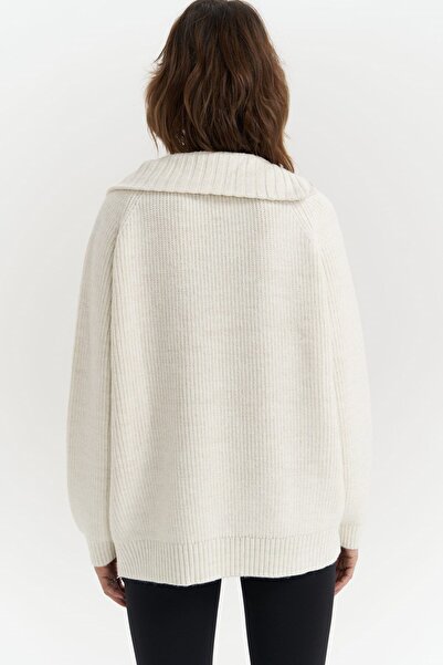 MAI STUDIOS CO. Saphira Fermuar Detay Ekru Triko Kazak