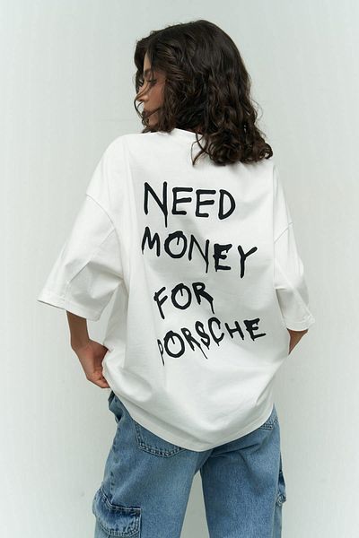 MAİ COLLECTİON Potřebuji peníze bílé oversize tričko