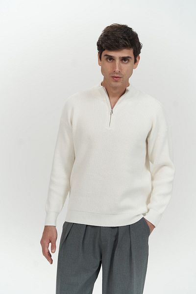 MAİ COLLECTİON Mathis Ecru Rollkragenpullover für Herren