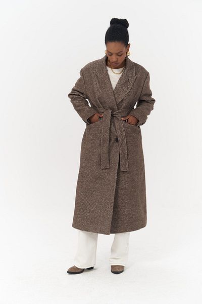 MAİ COLLECTİON Naarden Brown Long Coat