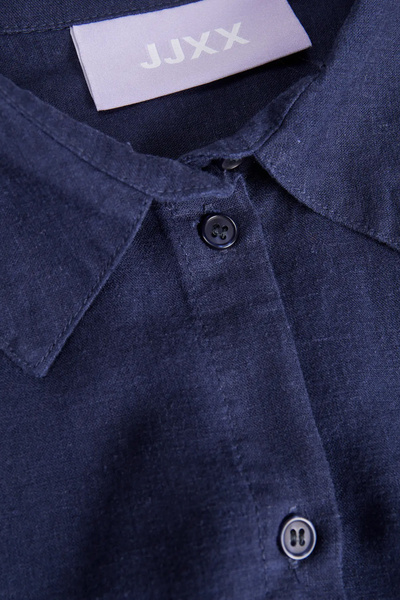 JJXX Women's Jxjamie Oversize Long Sleeve Linen Shirt 12269668   Navy Blue