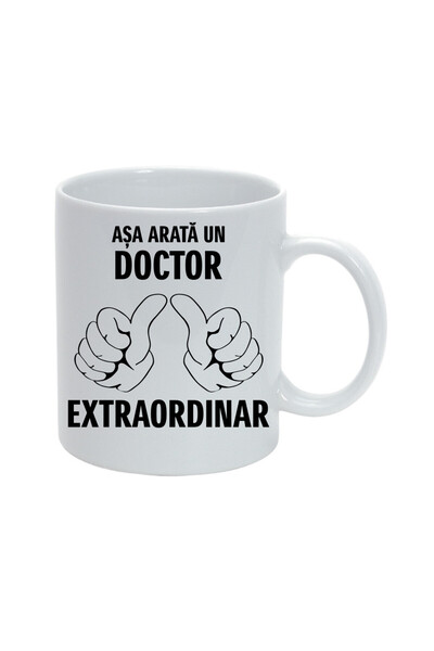 OEM Cană albă personalizată „Așa arată un doctor extraordinar”, INOVATIX®. 330ml